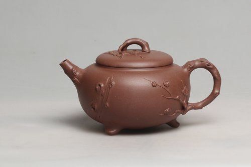 占牡丹紫砂壶 三足梅桩 