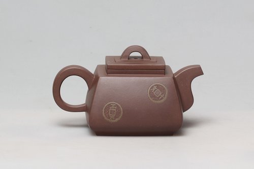 赵阳紫砂壶 金钱四方 