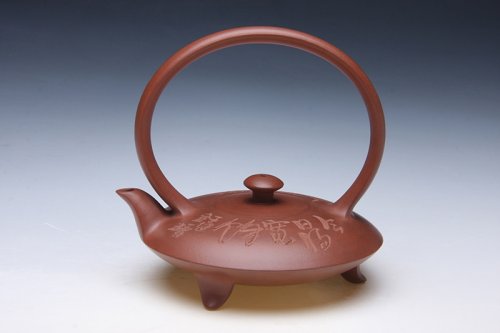 毛子健紫砂壶 宽余提梁 