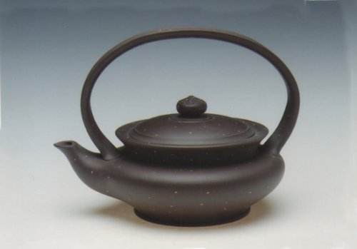 周军明紫砂壶 花篮提梁 