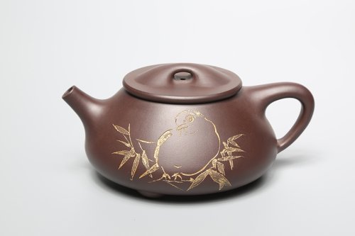 蒋泽军紫砂壶 石瓢（徐勇良刻绘） 