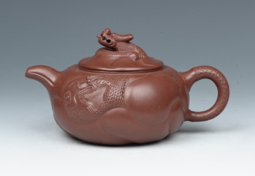 周小华紫砂壶 鱼化龙 