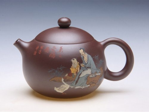 许敏芳紫砂壶 彩绘大倒把 