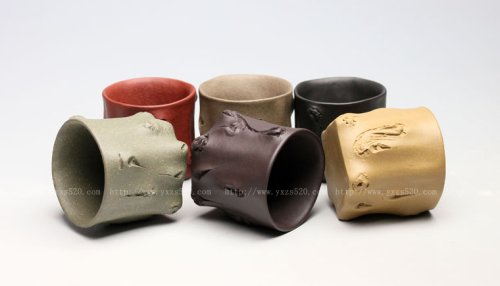 吴建平紫砂壶 梅桩五色土杯 