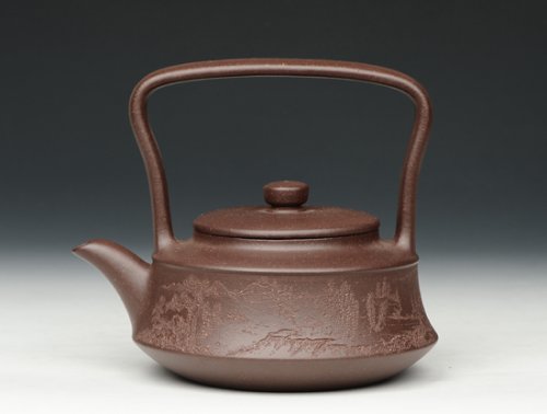 窦锋紫砂壶 山水提梁 