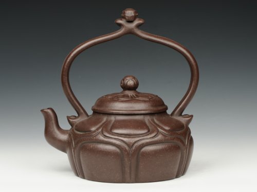 吕伟紫砂壶 葵花提梁 