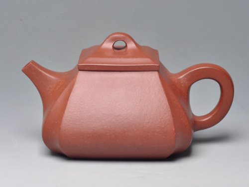 范育君紫砂壶 四方抽角石瓢系列 清水泥 350cc 