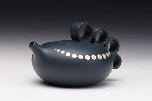 许艳春紫砂壶 绿泥嵌贝壶 