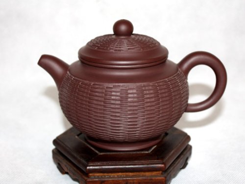 许艳萍紫砂壶 紫茄泥  竹编得子壶 