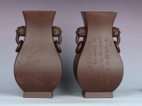 邵文紫砂壶 象环瓶（全手工） 