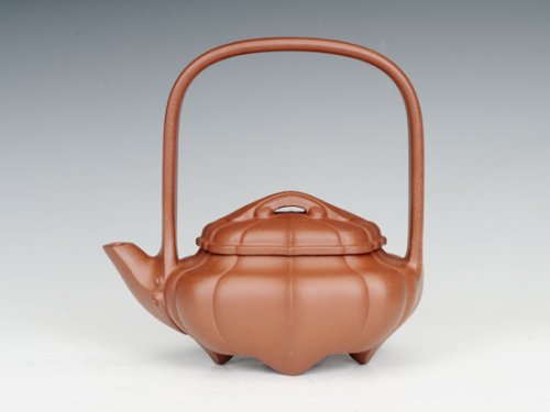 邵文紫砂壶 菱花提梁 