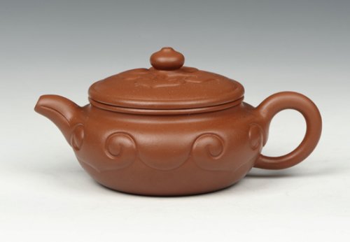 裴丽紫砂壶 扁鼓如意 