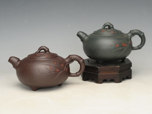 陈珍华紫砂壶 梅竹对壶  容量：380cc 