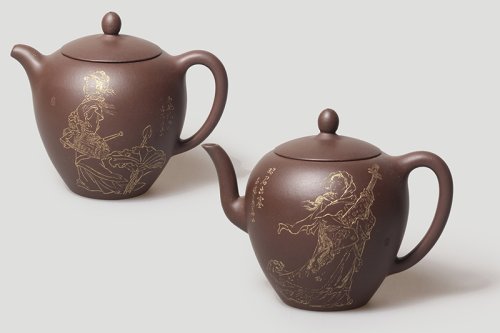 华珊紫砂壶 四大美人之西施浣纱、昭君出塞 
