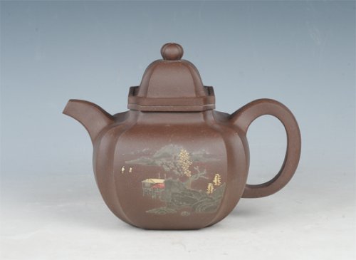 曾建丁紫砂壶 八方掇球 