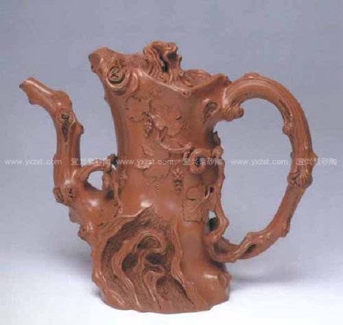 顾道荣紫砂壶 松鼠葡萄桩壶 