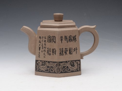 吴国芬紫砂壶 高六方 