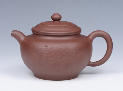 周惠初紫砂壶 手工堆绘牡丹掇只 