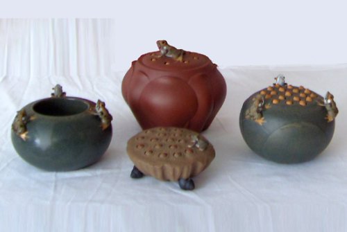 何军紫砂壶 青哇喷水系列 