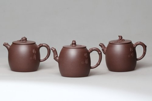 杭杰紫砂壶 松风、竹韵、梅清组壶 