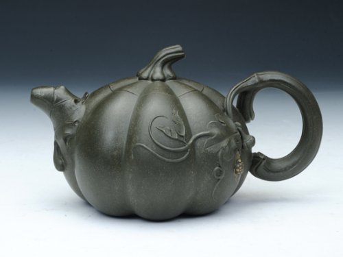 施月红紫砂壶 南瓜壶 