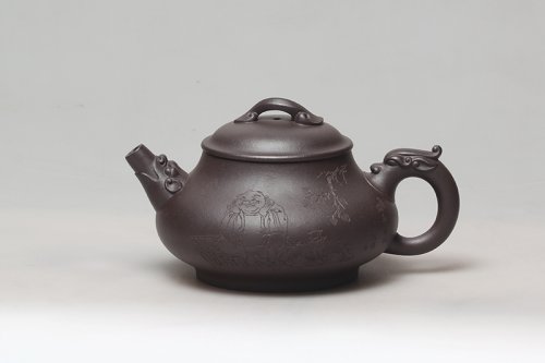 唐建平紫砂壶 双龙如意 