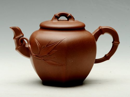 朱大伟紫砂壶 贴竹叶六方宫灯 