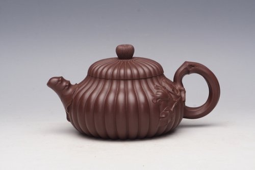 张生荣紫砂壶 菊花飘香壶 紫泥 350CC 