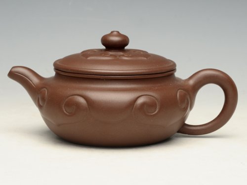 蒋彩萍紫砂壶 扁古如意 泥料：底槽清  250cc 