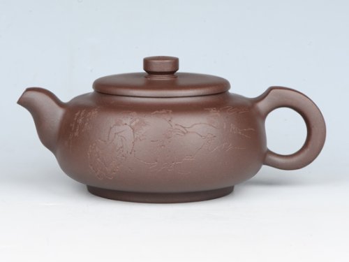 潘雪峰紫砂壶 扁福  容量：350cc  泥料：紫泥 