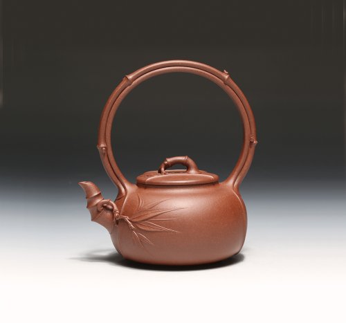 李霞紫砂壶 竹韵提梁 