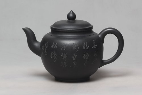 庄暗明紫砂壶 福樱 （研高 黄自英刻） 