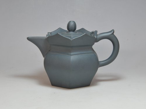 吴祥大紫砂壶  僧帽壶  300CC  老墨绿泥 