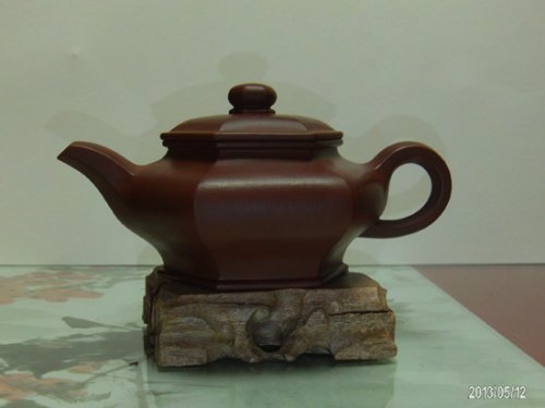 周建芬紫砂壶 六方书扁 