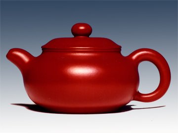 潘伯民紫砂壶 朱泥扁潘壶 