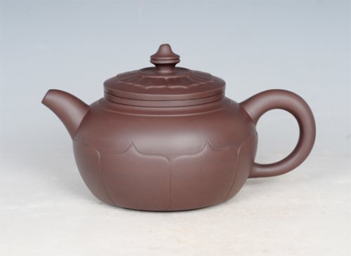 曾建丁紫砂壶 双线菱花 