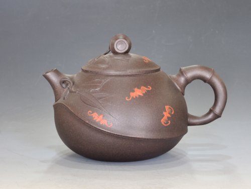 吴浩紫砂壶 五福祝寿 