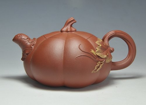 张金芳紫砂壶 朱泥南瓜壶 