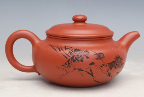 杨洋紫砂壶 朱泥仿古杨洋制厉上清刻 