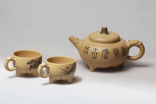 顾燕萍紫砂壶 龙鼎套壶 