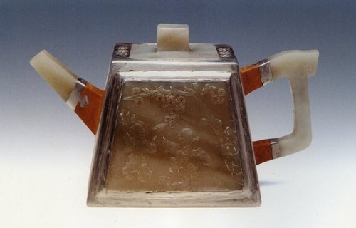 郑彪紫砂壶 镶玉四方 