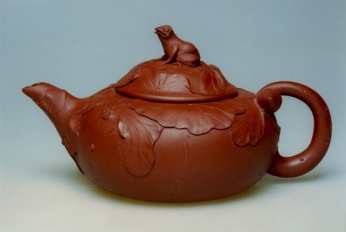 朱球紫砂壶 青蛙荷叶壶 