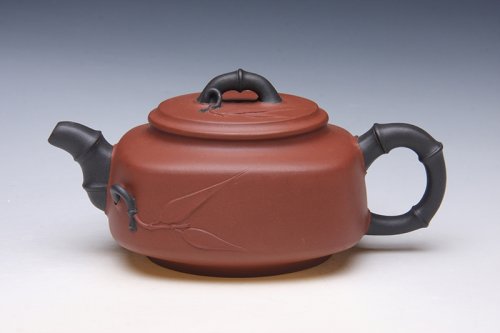 朱建伟紫砂壶 双色方竹 