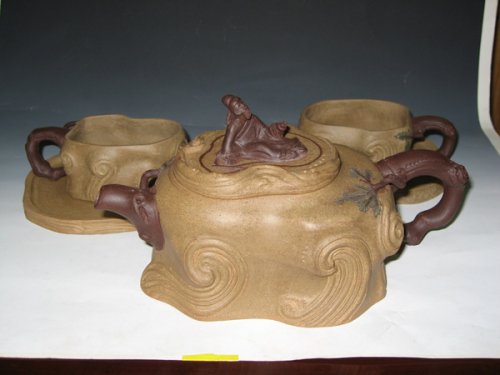 韦钟云紫砂壶 古贤吟月茶具 