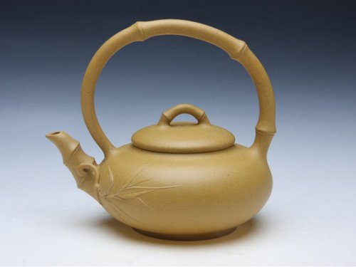许敏芳紫砂壶 弯把提梁 