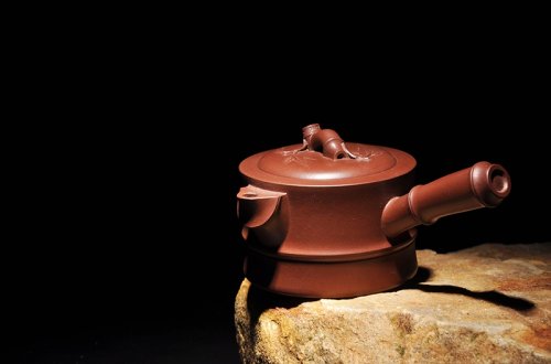 孙立强紫砂壶 横把竹段 