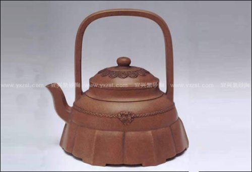 王寅春紫砂壶 裙花提梁壶 