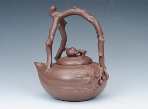 徐芳紫砂壶 蟠桃提梁 