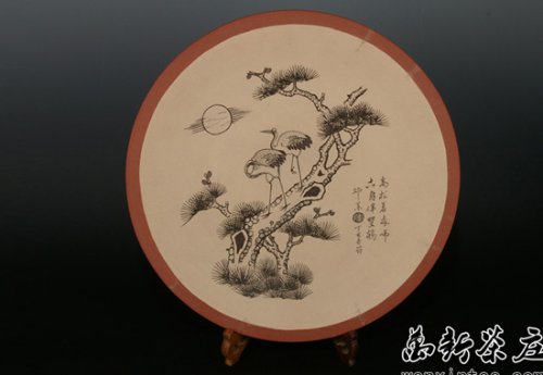 邵新和紫砂壶 高级大师邵新和亲自制做雕刻[紫砂雕刻 大山水艺术盘]孤品(保真) 