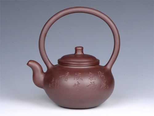 周庚大紫砂壶 提梁 